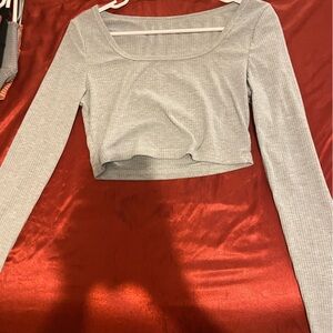 Gray crop tops